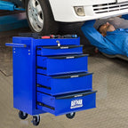 4 Drawers Rolling Tool Box on Wheels, Multifunctional Tool Chest Cabinet with Lock, Drawers Rolling Tool Cart Trolley Organizer Tool Storage Case for Warehouse,Garage,Workshop (Blue)