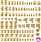 98PCS Brass Pipe Fittings Assortment Kit NPT Adapter,Reducer Bushing, Hex Nipple, Reducing Hex Coupling,Hex Head Plugs,90 Degree Street Elbow,Street Tee Fittings Kits
