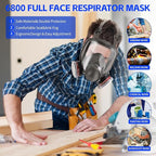 Full Face Gas Mask - Gas Masks Survival Nuclear and Chemical, Reusable Respirator Mask (6800+P-A-1)