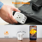 TESSAN Brazil Power Adapter, 7 in 1 US to Brazil Adapter Plug with 3 USB Ports (2 USB C) 4 American Outlets, Type N Travel Adaptor for USA to Brazilian Brasil