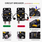 E9 150A Amp Circuit Breaker Double 3/8" Studs with Manual Reset 12V - 48V DC | UL Certified, Waterproof IP67 150A Switchable