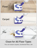 Professional Steam Mop Cleaner, 1300W Floor Steamer with Detergent Chamber, 25S Heat Up, Lightweight Steamer for Cleaning with 2 Washable Pads, Safe for Tiles, Upholstery, Carpet, Hardwood, Blue