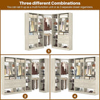 Large Corner Closet System with 3 Sets, 87.2" Closet Organizer System with 4 Drawers & 4 Hanging Rods, Reversible L Shaped Walk-in Closets, Load 2000+LBS, White Oak (87.2" L x 39.2" W x 80" H)