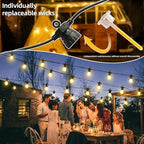 LED Outdoor String Lights with 10 Shatterproof Edison Bulbs, 23FT Commercial Grade Patio Lights, Replaceable Wick Outside Hanging Lights Waterproof for Porch, Deck, Garden, Backyard 2700K