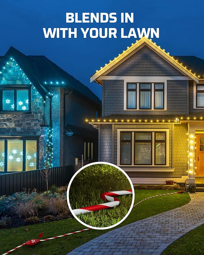 DEWENWILS 25FT Outdoor Extension Cord with Multiple Spaced Outlets Plugs, 16/3 SJTW Power Cord for Outdoor String Lights and Halloween Decorations, Appliances, UL Listed, Candy Cane