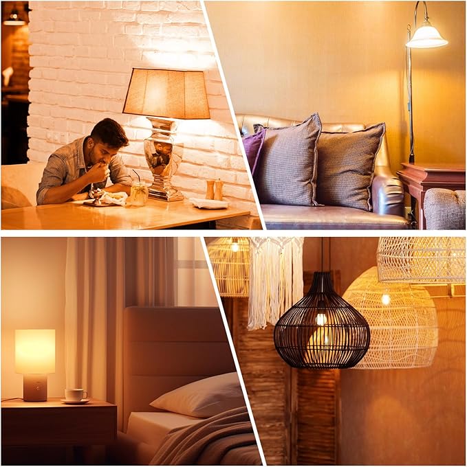 dalattin A19 Vintage LED Edison Bulbs, 60W Equivalent Light Bulbs, 2700K Soft White, Clear Glass Filament Bulb, Efficient 8W, E26 Base, 800 LM, CRI80+, Non-Dimmable for Home, Farmhouse, 12 Pack