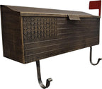 Oakland Living AZ620-ANTIQUE-BRONZE Antique Bronze Patriotic Metal Outgoing Mail Flag and Newspaper Hangers Wall Mount Mailbox