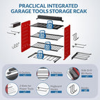 Power Tool Organizer with Charging Station, 4 Layers Garage Storage Rack with 6 Drill Holders, Father's Days Gift For Dad, Wall Mount Garage Organizer Built in 8 Outlets Power Strip, Orange