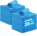 Shop Towel Rags, 20 Pack Reusable Shop Rags Bulk Microfiber Cleaning Cloth Lint Free Cleaning Towels for Car Kitchen Automotive Bar Mechanic Restaurant Garage, 11.5"x 11.5", Blue