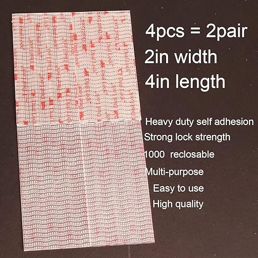 Dual Lock Fastener 2in x 4in 4pcs, Reclosable Interlocking Tape EZ Pass Holder, Heavy Duty Adhesive Hook Lock Sticky Back Mushroom Mounting Tape Clear Color for Indoor and Outdoor