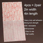 Dual Lock Fastener 2in x 4in 4pcs, Reclosable Interlocking Tape EZ Pass Holder, Heavy Duty Adhesive Hook Lock Sticky Back Mushroom Mounting Tape Clear Color for Indoor and Outdoor