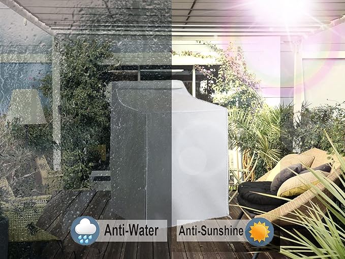 Ericlin Washer and Dryer Covers,Top Load Washing Machine Cover Laundry Dryer Protect Cover Dustproof Waterproof Zipper Design for Easy Use Fit for Most Front-loading Machine(W29D28H43in) (Silve)