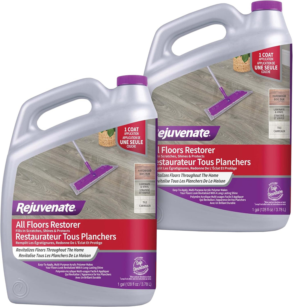 Rejuvenate All Floors Restorer Fills Scratches, Shines And Protects All Floor Types, Including Hardwood, Laminate, Vinyl And Tile, 1 Gallon, 2 Pack
