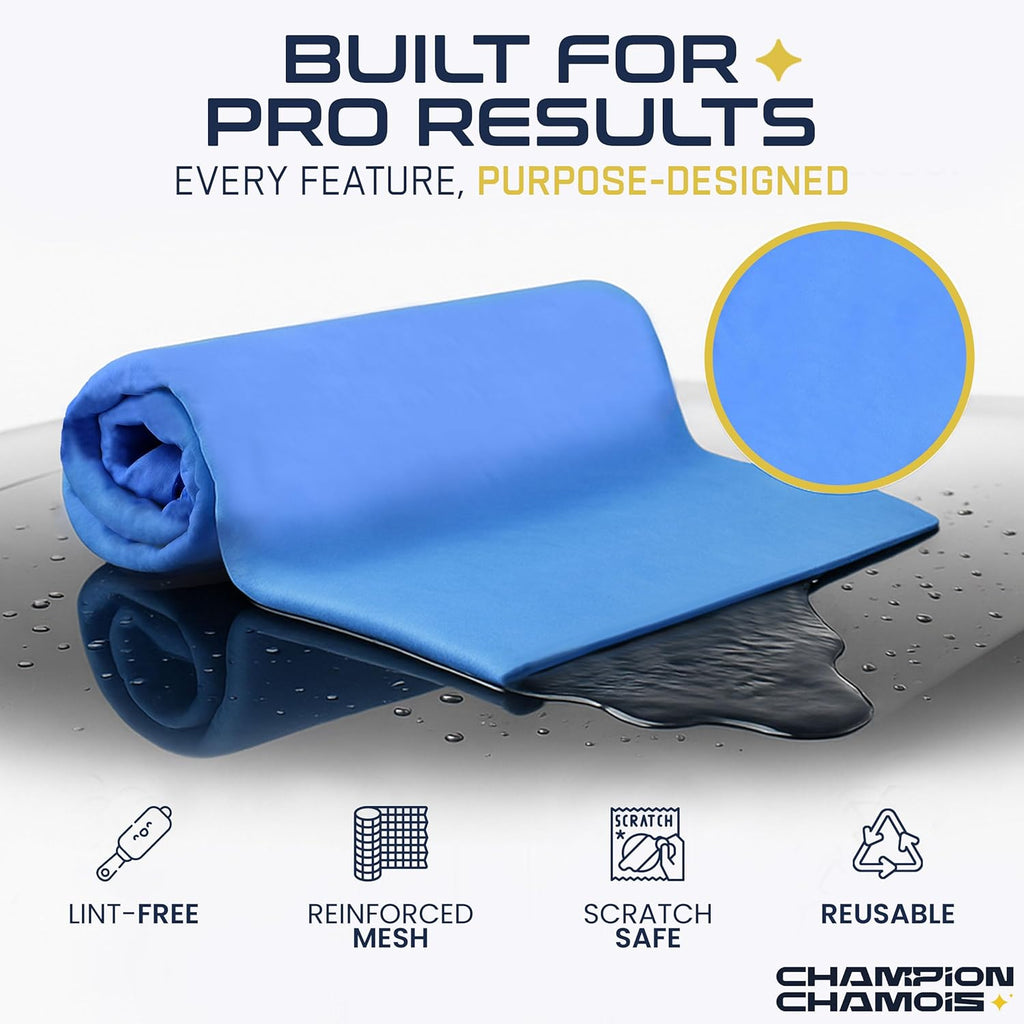 Premium Large Shammy Towel for Car - 2pk (26"x17") - Super Absorbent, Streak-Free, Lint-Free, Scratch-Free Cloth for Cars, Boats, Home - Long Lasting Synthetic Leather Chamois + Hanging Storage Tubes