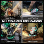 DCA Cordless Angle Grinder 4-1/2 inch, 20V Brushless Motor 8500RPM, Battery Grinder Tool-Free Guard, 4.0Ah Battery & Charger, Power Electric Cut Off Tool with 6 Discs for Cutting, Grinding, Polishing