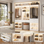 Unikito 75” Modular Closet System, Freestanding Closet Organizer with Hanging Rods and Drawers, Adjustable Clothes Garment Rack with Shoe Rack, Sturdy Walk in Closet Set for Bedroom, Mudroom, White