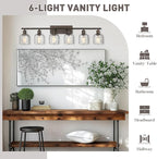 zeyu 6-Light Modern Vanity Light, 42'' Bathroom Lighting Fixtures Over Mirror, Oil Rubbed Bronze Finish with Clear Hammered Glass, ZJF63B-6W ORB
