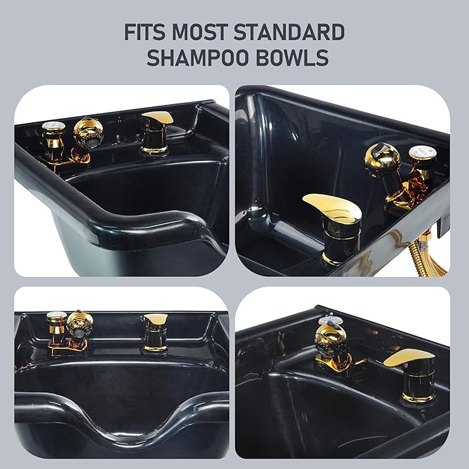 Salon Shampoo Bowl Faucet Vacuum Breaker Kit Spa Beauty Salon Shampoo Bowl Sink Hair Salon Bath Accessories Bathroom Hot Cold Faucet Spray Hose Replacement Set for Backwash Barber Chair