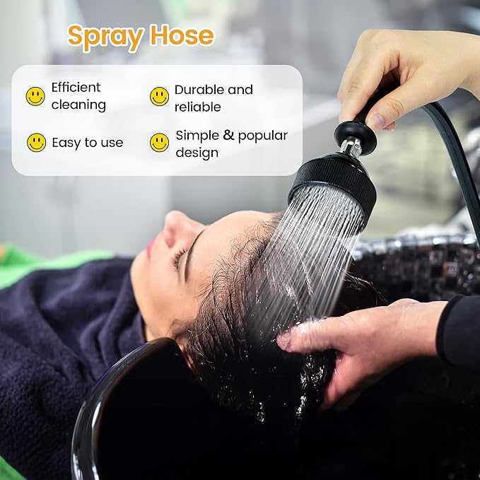 Salon Shampoo Bowl Faucet Vacuum Breaker Kit Spa Beauty Salon Shampoo Bowl Sink Hair Salon Bath Accessories Bathroom Hot Cold Faucet Spray Hose Replacement Set for Backwash Barber Chair
