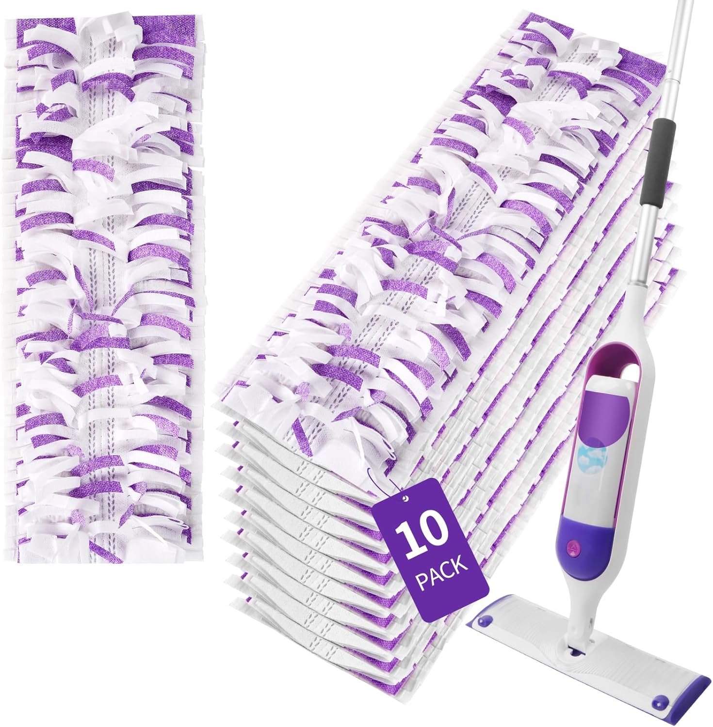 10 Pack Disposable Power Mop Pads for Swiffer Power Mop Pads, Compatible with Swiffer Power Mop Refills, Unscented Spray Replacement Floor Cleaning Refills for urface/Hardwood Floor Cleaning