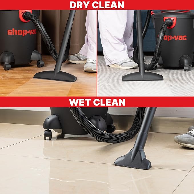 Shop-Vac 5985005 6 Gallon Wet/Dry Vacuum, 3.5 Peak HP, 1.25 Inch Diameter x 7 Foot Hose, 6 Foot Cord, Ideal for Home, Garage, and Workshop Cleaning