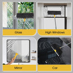 81" Long Handle Window Cleaner Tool Squeegee with Extension Pole, 2 in 1 Large Surface Window Cleaning Kit, Professional Window Washing Kit for High Windows Glass Car Mirror Solar Panel