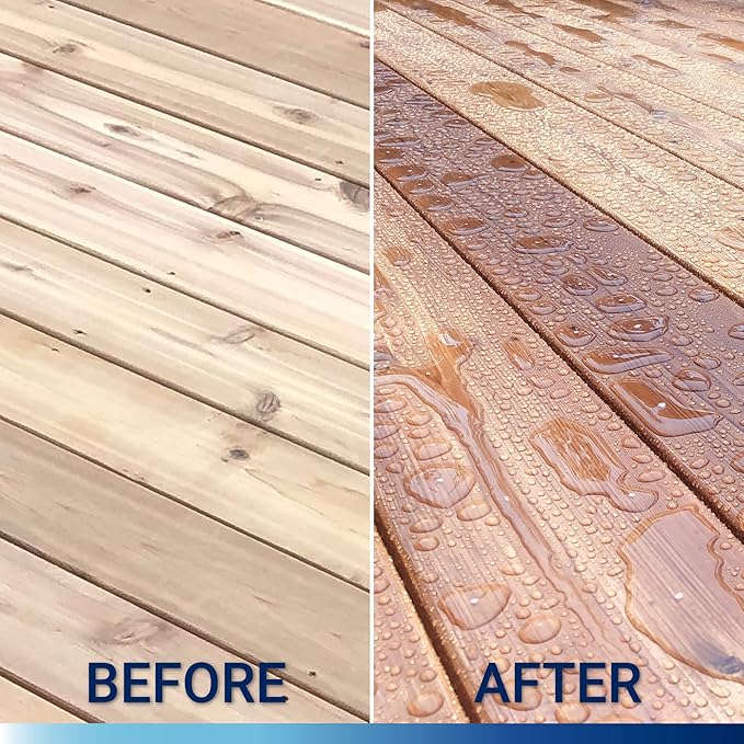 SEAL-ONCE NANO+POLY Penetrating Wood Sealer with Polyurethane - 1 Gallon. Water-based, Low-VOC, waterproofer & stain for decks, fences & log homes.