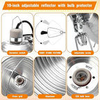 Macarrie 8 Pack Clamp Lamp Light with Aluminum Reflector, 6ft SPT-2 18awg Cord and Adjustable Stand Fixture, up to 150 Watt, E26 Socket, No Bulb (10.5 Inch)