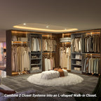 Armocity 96'' Closet System, 8FT Walk In Closet Organizer with 3 Shelving Towers, Heavy Duty Bedroom Wardrobe with 5 Shelves, Wall Mounted Clothes Rack (Can Be Cut To Fit), 96"L x 16"W x 75"H, Grey