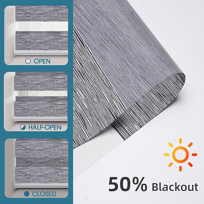 SmartWings Motorized Zebra Shades Work with HomeKit, Alexa, Google Home, 60% Blackout Light Filtering Day Night Sheer Blinds, Privacy Light Control, for Home/Office, Customized, Dreamscape