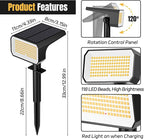 Solar Spot Lights Outdoor, [6 pack/118 LED] 4 Modes Auto On/Off Solar Landscape Spotlights, Ip67 Waterproof Solor Powered Pathway Lights for Outside Yard Garden Walkway Tree Patio (Warm White)