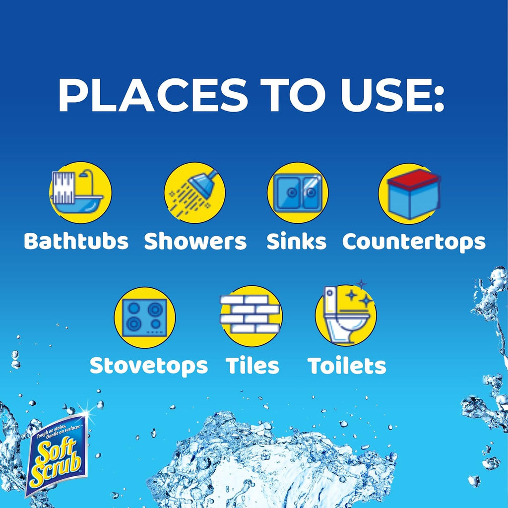 Soft Scrub Multi-Purpose Kitchen and Bathroom Cleanser with Oxi, 36 Ounce (Pack of 6)