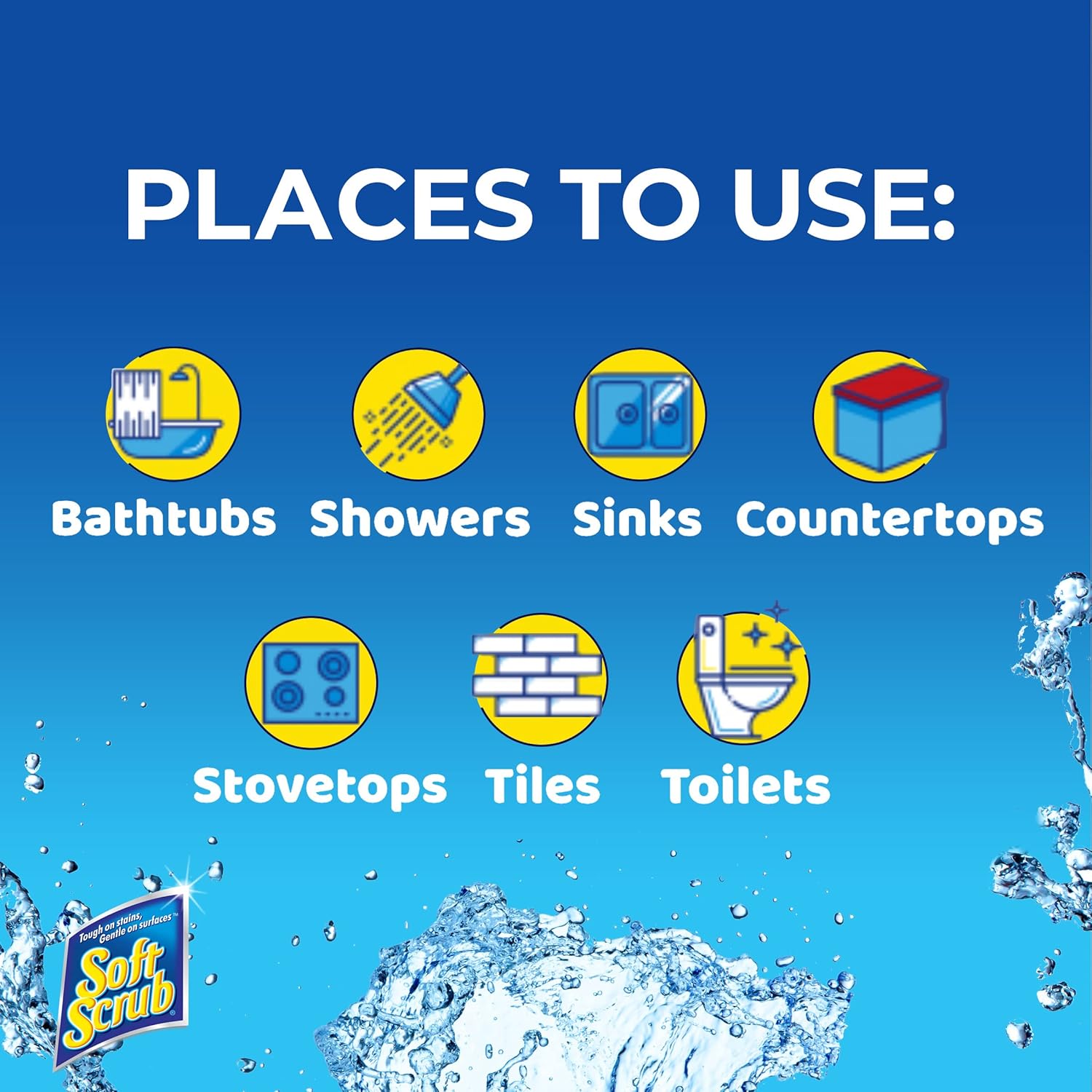 Soft Scrub Multi-Purpose Kitchen and Bathroom Cleanser with Oxi, 36 Ounce (Pack of 6)