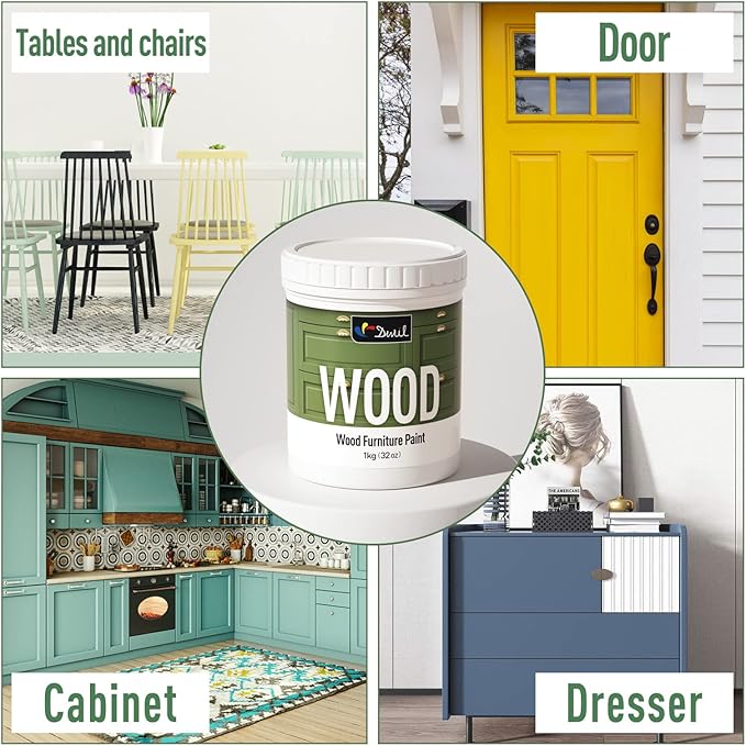 DWIL Matte Finish Furniture Paint - 32 Oz Wood Paint for Cabinets, Doors, Tables, and Dressers Refinishing - Water-Based, Non-Toxic & Odorless, Easy to Apply(Anthracite Gray)-With Tools