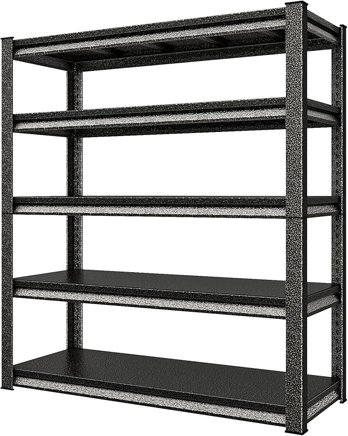 48" W Garage Shelving Heavy Duty, 3000LBS Loads Garage Storage Shelves Heavy Duty, 5-Tier Metal Shelving Units and Storage Racks, Industrial Utility Shelf,48" Wx24 Dx78 H, Silvery