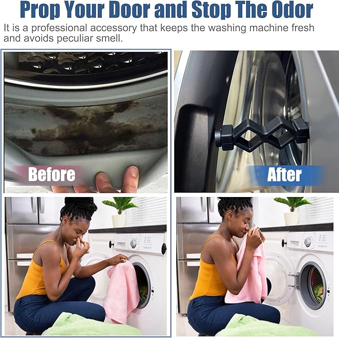 Magoog Washer Door Prop - Keep Door Open and Dry, Front Load Washer Holder for Front Load Washing Machines, Black
