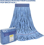 Matthew Cleaning Heavy Duty Mop Head Commercial Grade Replacement for General and Floor Cleaning, Wet Industrial Blue Cotton Looped End String Head Refills (Case of 36) Blue