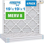 Aerostar 19.5x19.5x1 MERV 8 - 4 Count - High Efficiency Pleated HVAC, Furnace & Air Conditioner Filters - Removes Dust, Lint, Mold & Allergy-Causing Pollen