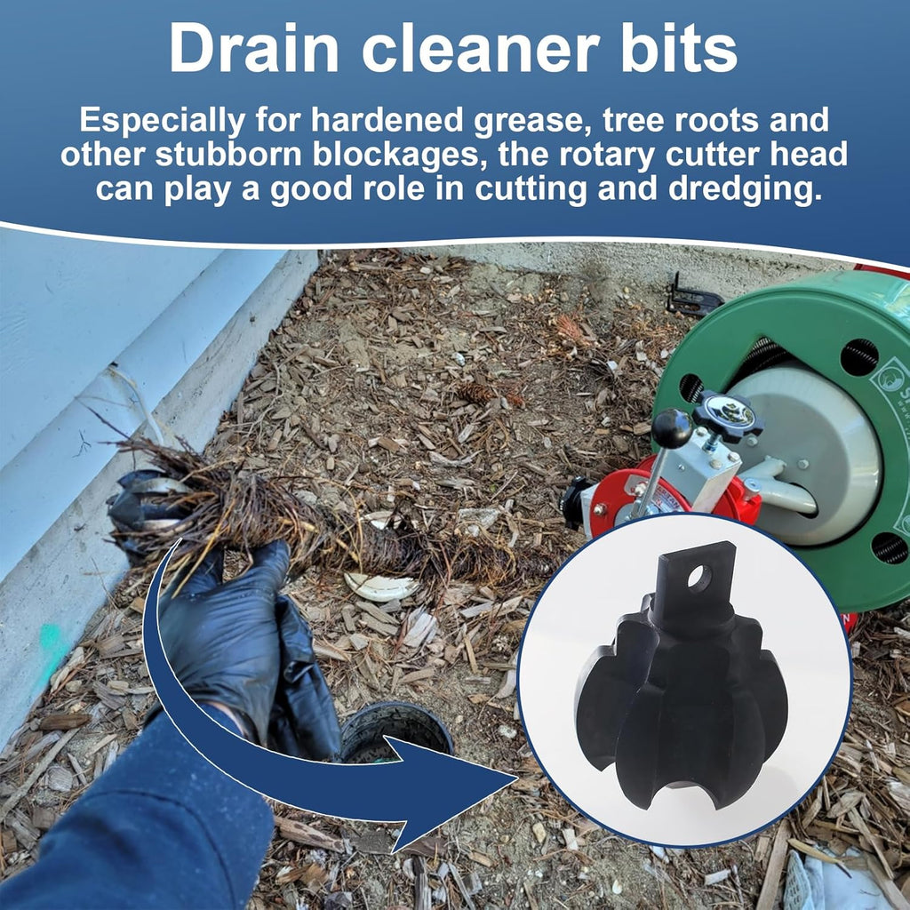 Drain Cleaner Cutter Heads (2-1/2CG) F/5/8& 3/4" Cables, Clog Chopper Multi Function Cuttin Tool, Black