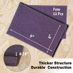12-Pack 6"x9" Non-Woven Scuff Pads - Purple P600 Aluminum Oxide Abrasive for Scouring, Sanding, Paint Primer Prep - Automotive, Auto Body, Woodworking, Surface Preparation (Purple)