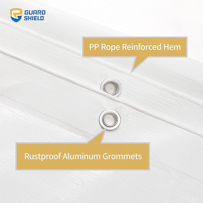 GUARD SHIELD Heavy Duty Tarp 30x40 Feet White Multi Purpose Thick Waterproof Poly Tarp Cover 10mil
