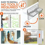 Sliding Glass Door Lock for Home Safety - Sliding Patio Door Locks, Child Safety Slide Window Stopper, Extra Strong Adhesive
