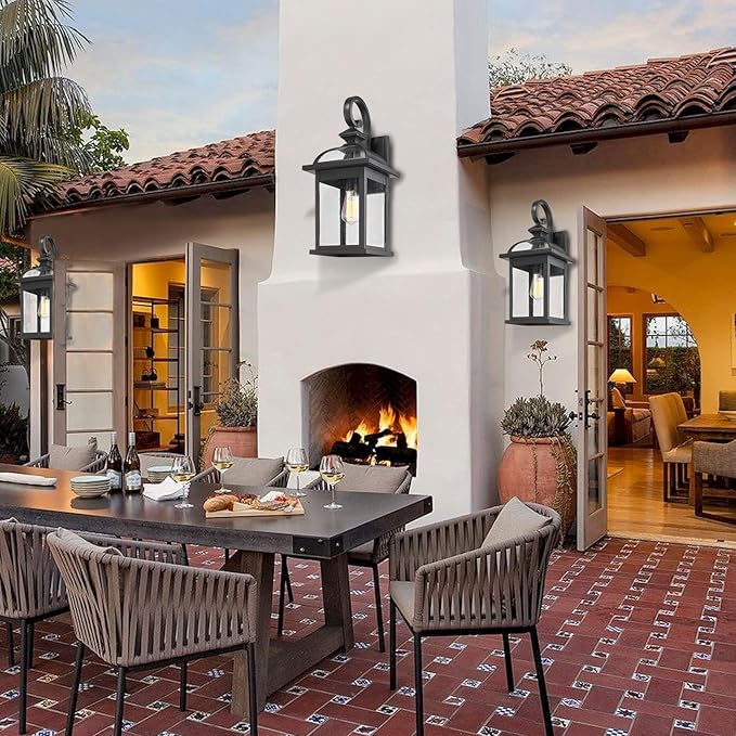 Darkaway 2pcs Outdoor Lights Fixtures Wall Mount, Large 22inch Outdoor Wall Sconce Lights with Seeded Glass Waterproof Outside Exterior Lights Fixture for House Front Porch Patio