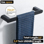 RANDOM 12 inch Matte Black Towel Bar Bathroom Hardware Accessories Modern Hand Towel Holder for Bathroom Kitchen SUS 304 Stainless Steel Towel Rack Contemporary Style Wall-Mounted.96026-2-12MB