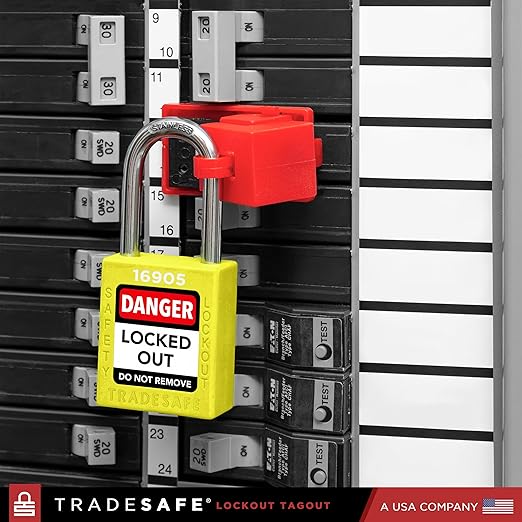 TRADESAFE Lockout Tagout Locks Set - 10 Yellow Loto Locks, Lockout Locks Keyed Different, 2 Keys Per Lock, OSHA Compliant Lock Out Tag Out Padlocks, Safety Padlocks for Electrical Lockout Tag Out Kits
