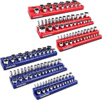 WORKPRO Magnetic Socket Organizer Set, 6-Piece Socket Holder Set Includes 1/4", 3/8", 1/2" Drive Metric SAE Socket Trays, Holds 143 Pieces Sockets, Christmas Gift for Men(Socket not Included)