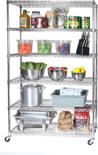 Seville Classics UltraDurable Heavy Duty NSF Solid Steel Wire Rack Storage Unit Wheels, 6-Tier Shelving, 48" W x 18" D