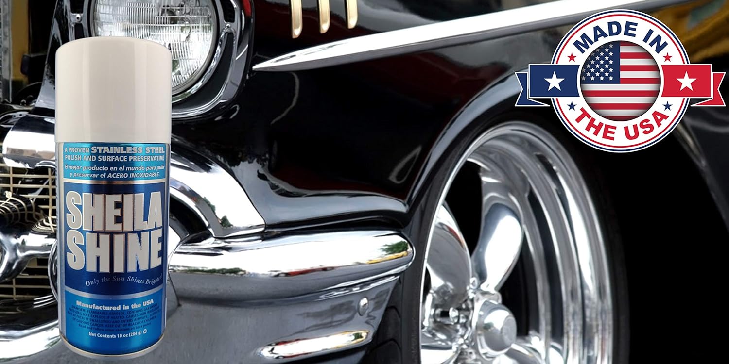 Sheila Shine 12 x 10 Oz. Stainless Steel Cleaner and Polish Aerosol Spray, Protect Household Kitchen Surface, Removes Grease, Fingerprint & Watermark, Polish & Leaves a Streak Free Shine for Appliance