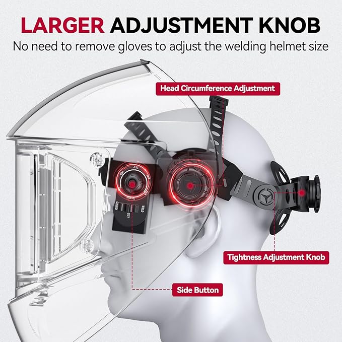 ARCCAPTAIN Auto Darkening Welding Helmet with Side View, 180° Panoramic View, 1/1/1/1 True Color Large Viewing Welding Hood with 4 Arc Sensor Solar Powered, Wide Shade 4/5-9/9-13 for TIG MIG ARC Cut