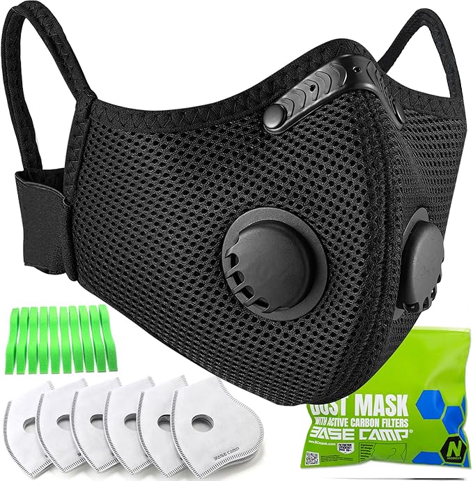 BASE CAMP Prolonged Comfort M Plus Dust Mask, Reusable Respirator Mask with Filter for Woodworking Landscaping Dust Pollen
